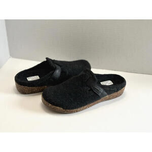 Earth Origins Jenna Womens Black Felt Mule Comfort Clogs Slip On Elastic Strap 7